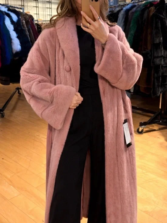 GORSKI NWT Pink Mink Long Coat - Picture 1 of 10